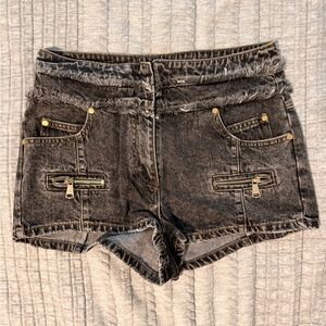 A Black Denim Women Shorts